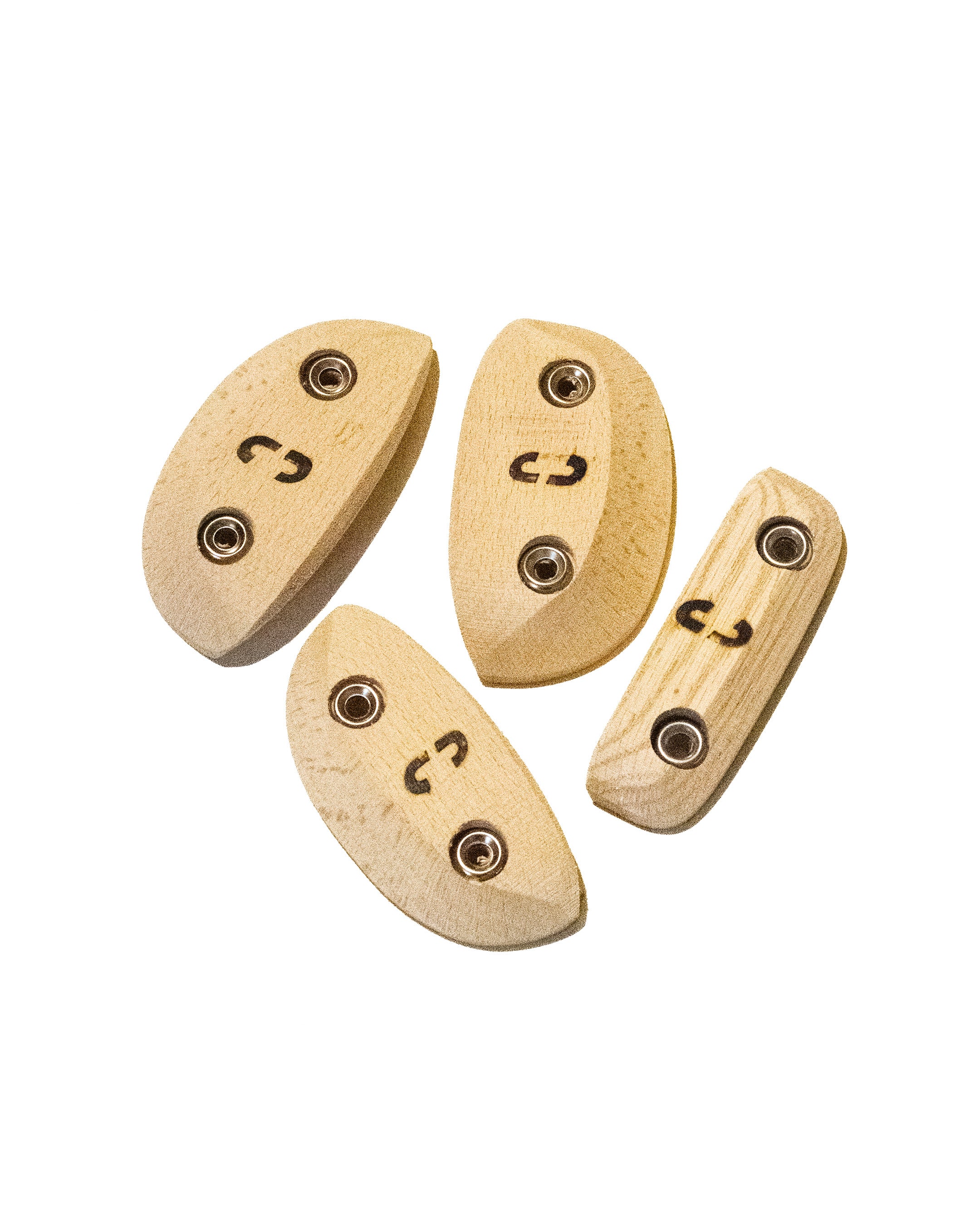 Hand-finished wooden climbing holds